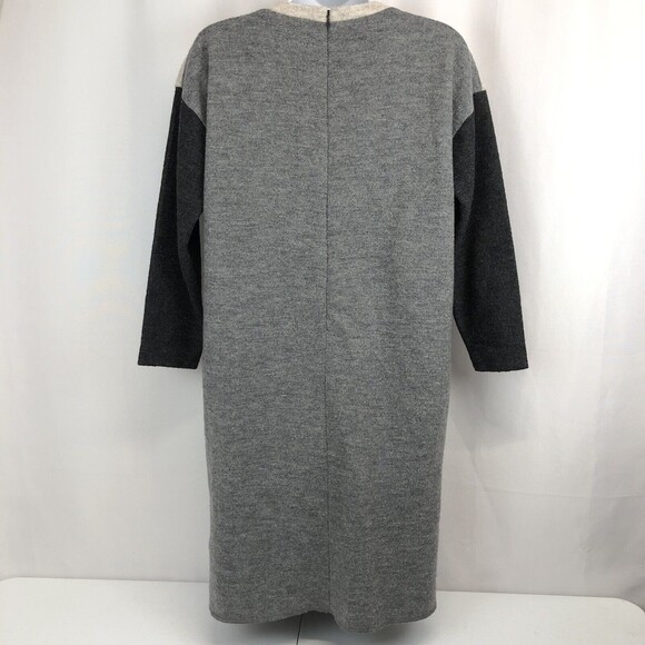 Madewell Wool Blend Lined Sweater Dress Small Gray Geo Tilt Shift Color Block - Picture 3 of 12